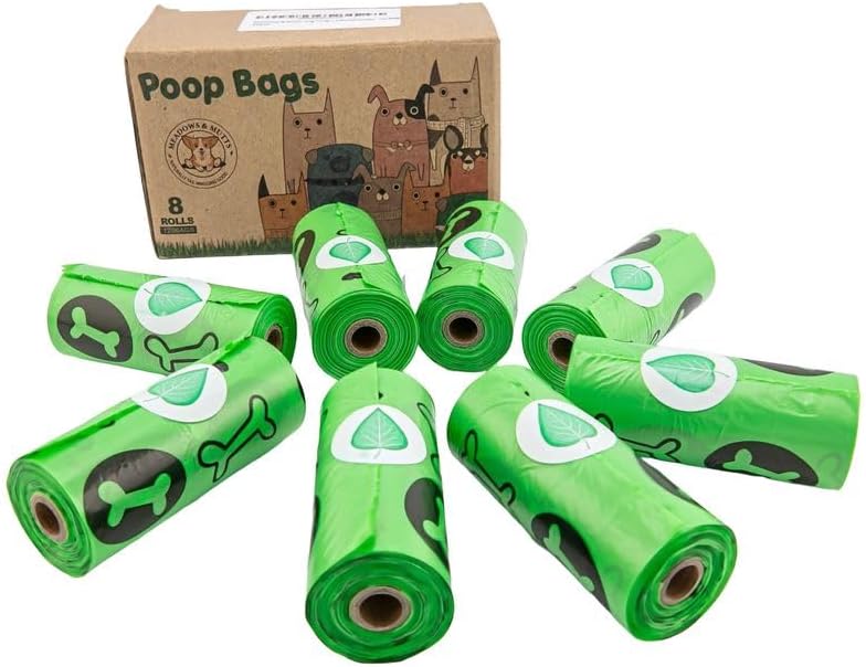 MEADOWS & MUTTS Compostable Dog Poop Bags Rolls | Plant Based, Biodegradable & Leak Proof Dog Waste Bags | Thick Scented Lavender Pet Poop Bags | Value Pack Eco Friendly Green Dog Poop Bags
