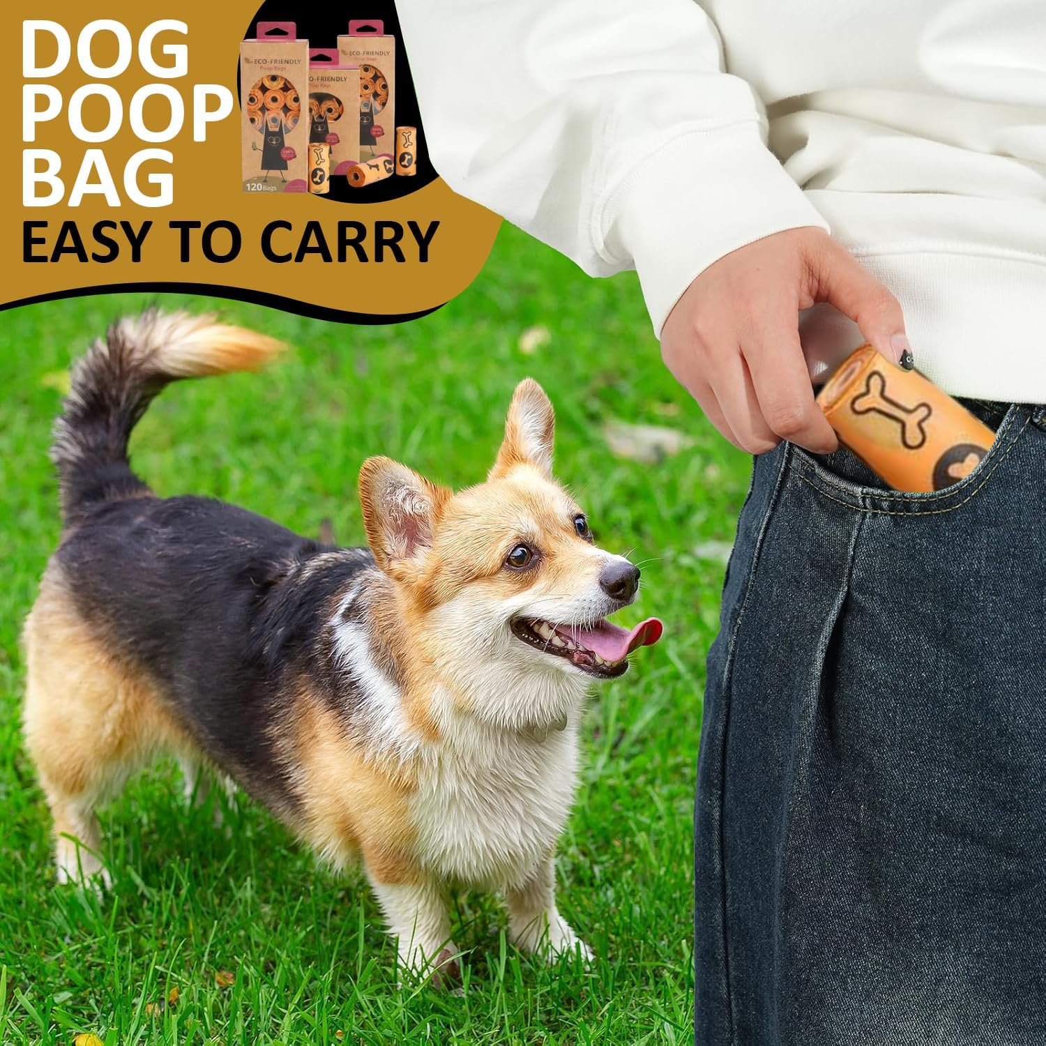 Compostable Dog Poop Bags - Orange - 120 Count