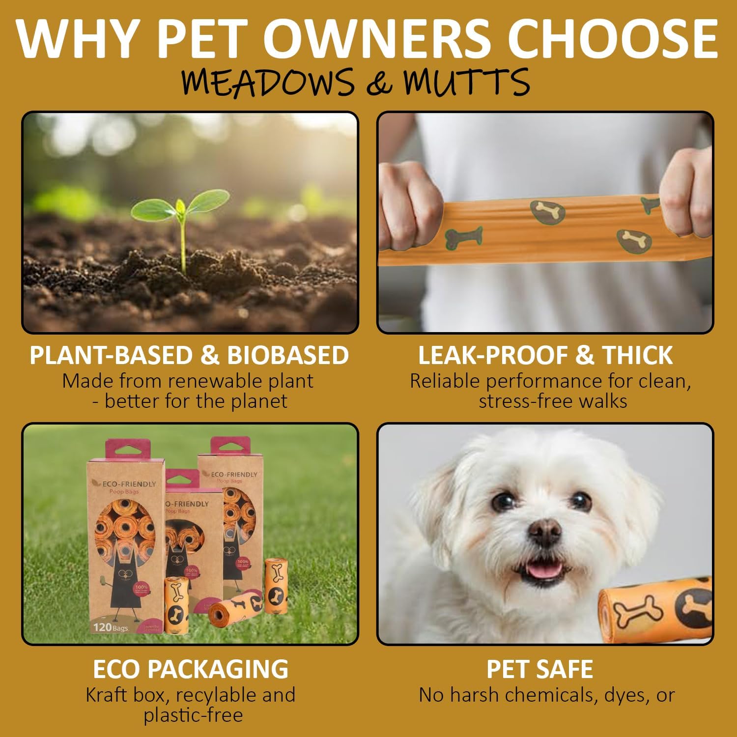 Compostable Dog Poop Bags - Orange - 120 Count