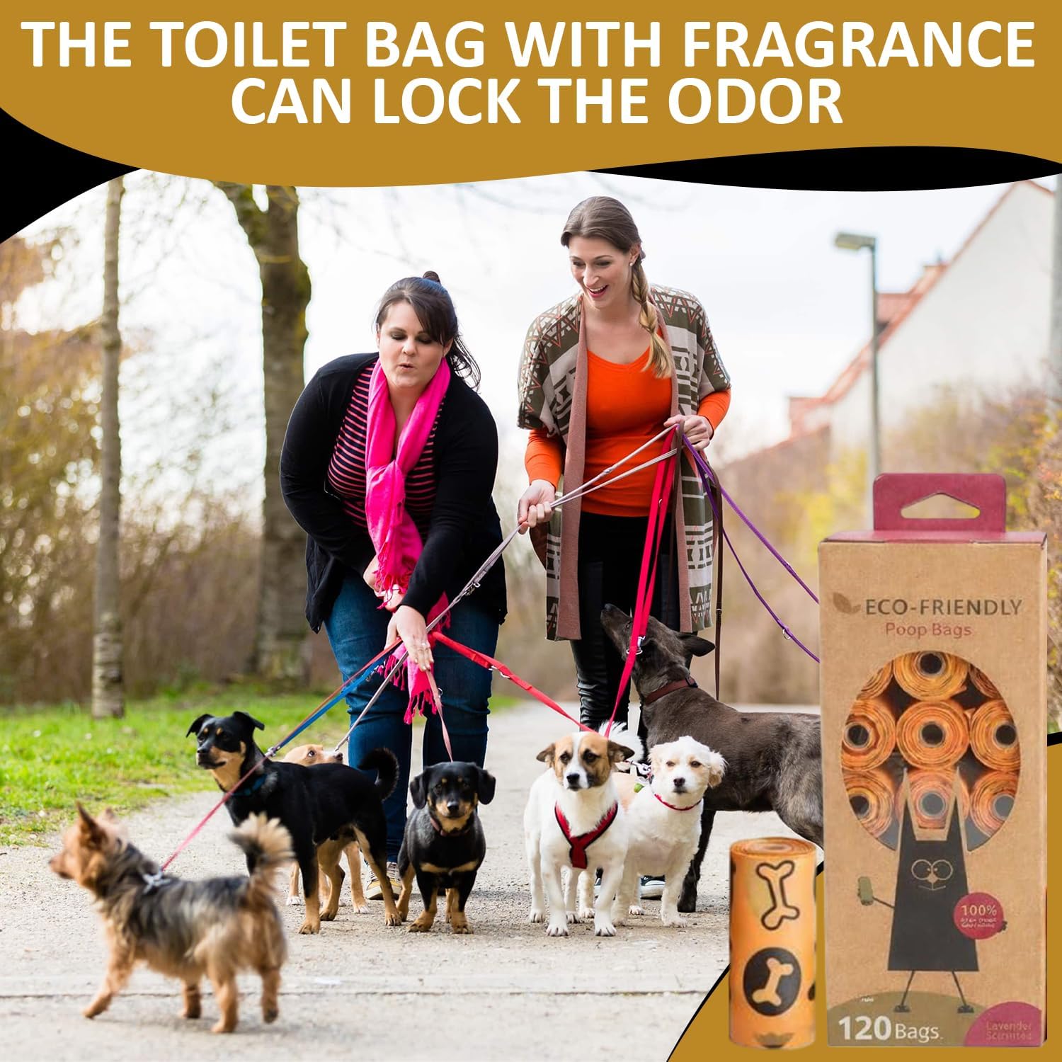 Compostable Dog Poop Bags - Orange - 120 Count