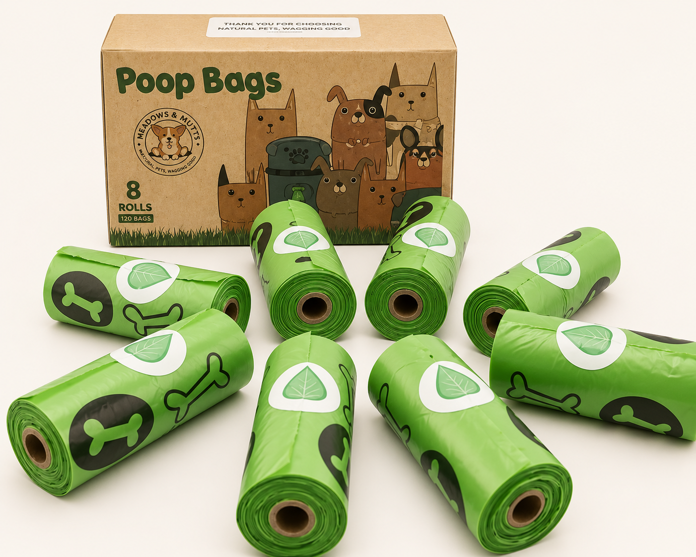 Compostable Dog Poop Bags - Green -120 Count