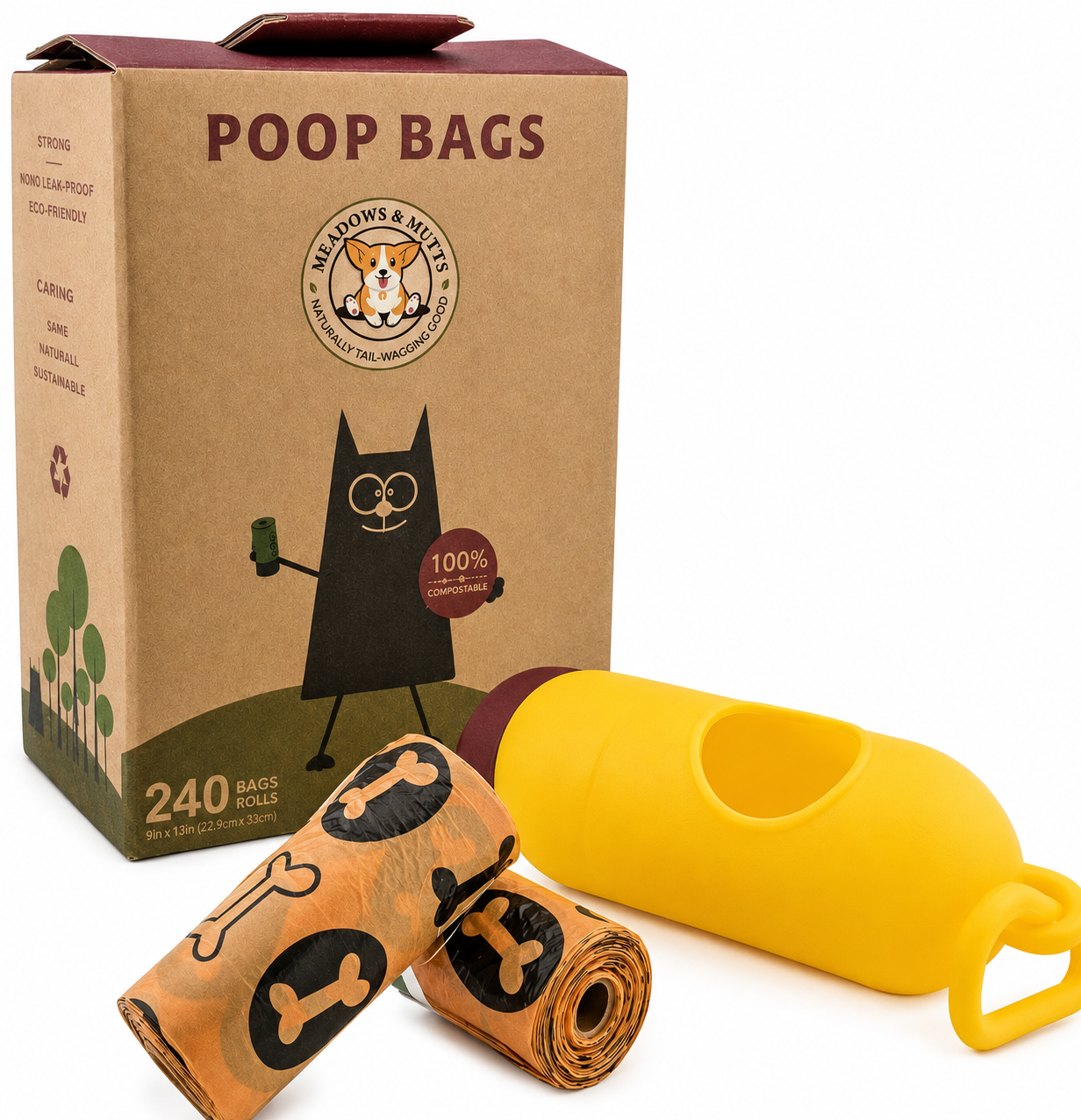 Compostable Dog Poop Bags - Orange - 240 Count